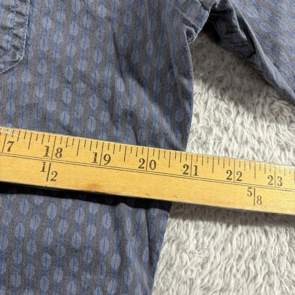 Voyager Pattern Shirt Mens Medium Blue Button Down Short Sleeve